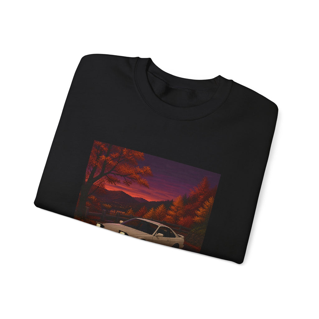 Amber Overdrive Pixel Art Crewneck Sweatshirt — Fall & Cozy — original Wear8bit pixel-art product design, product image 5, digital mockup