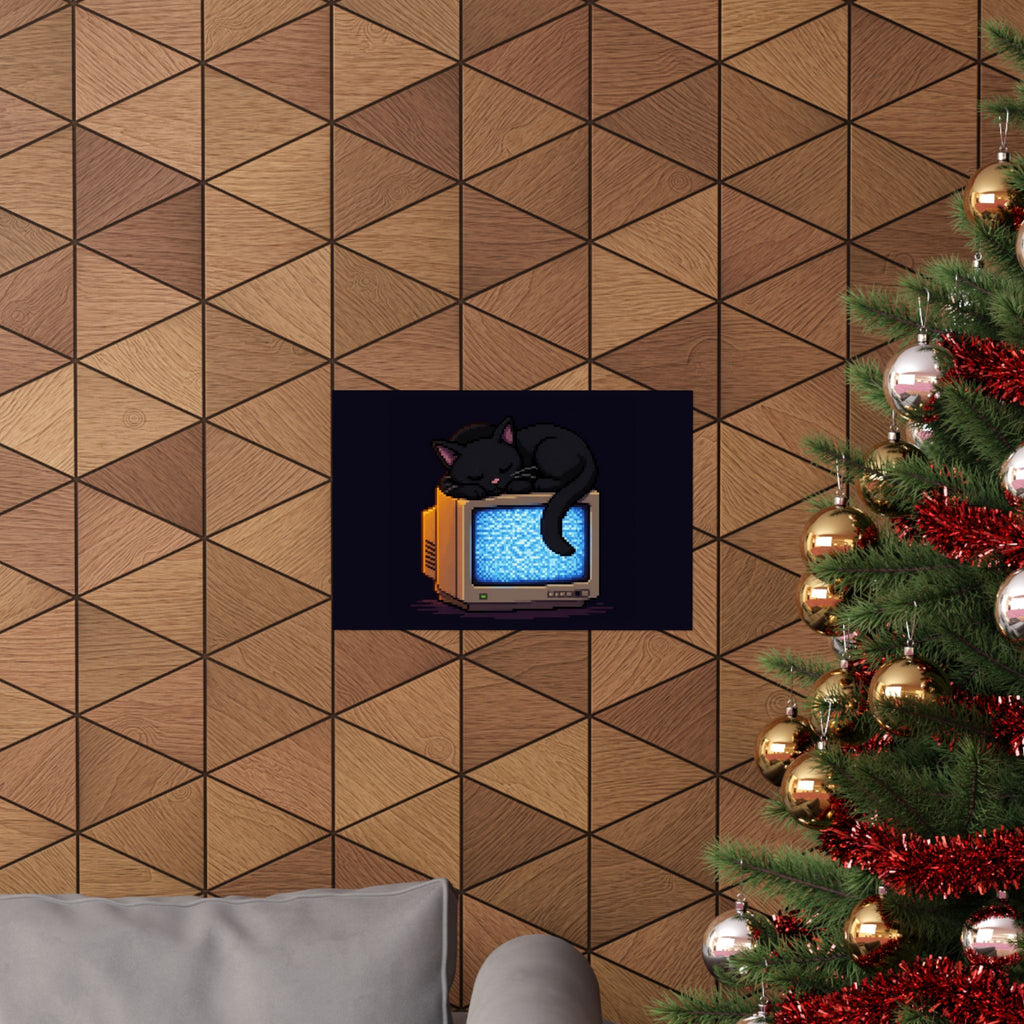 CRT Cat Poster — original Wear8bit pixel-art product design, product image 5, digital mockup