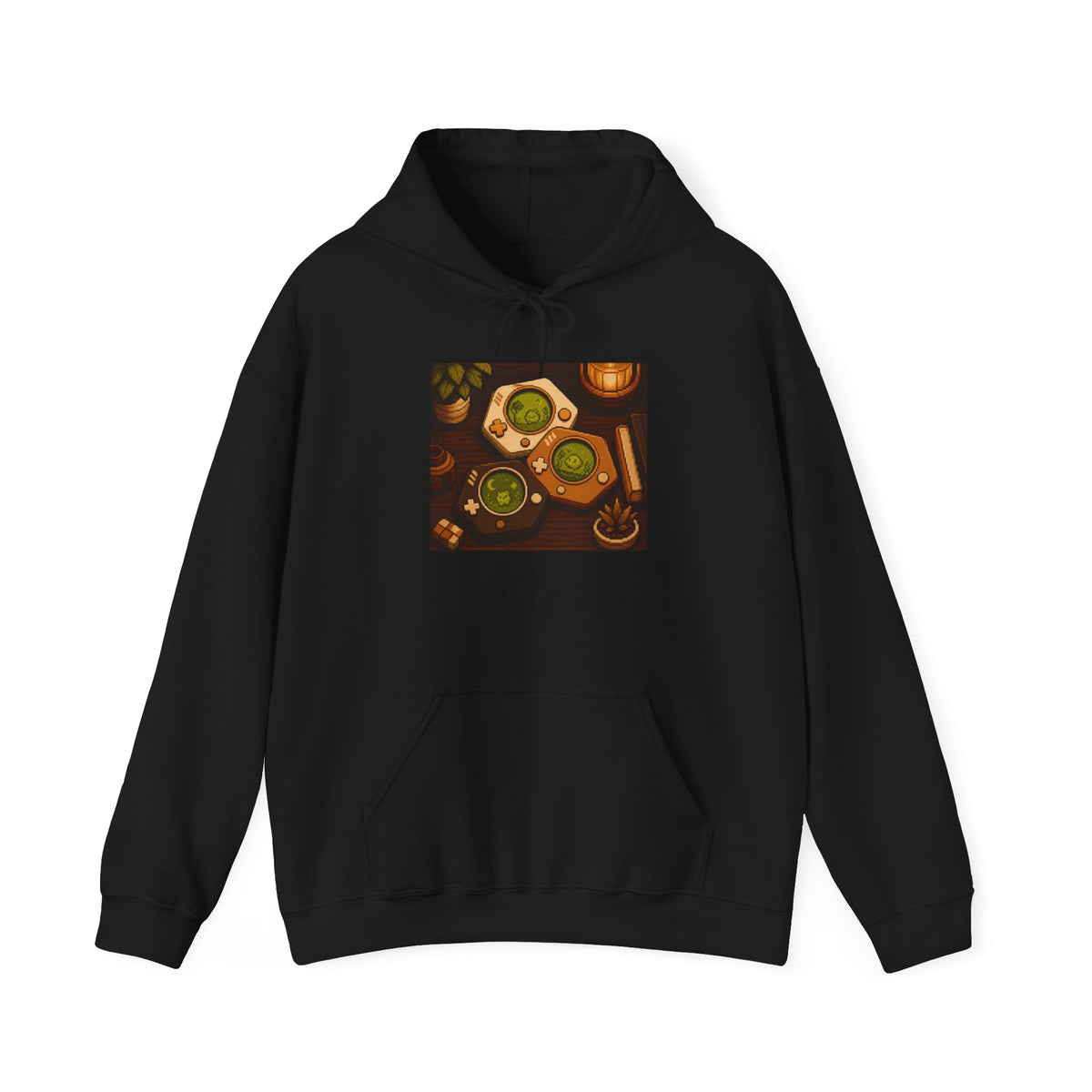 Cartridge Set Hoodie — Original Retro Cartridge Pixel Art Pullover — original Wear8bit pixel-art product design, product image 2, digital mockup