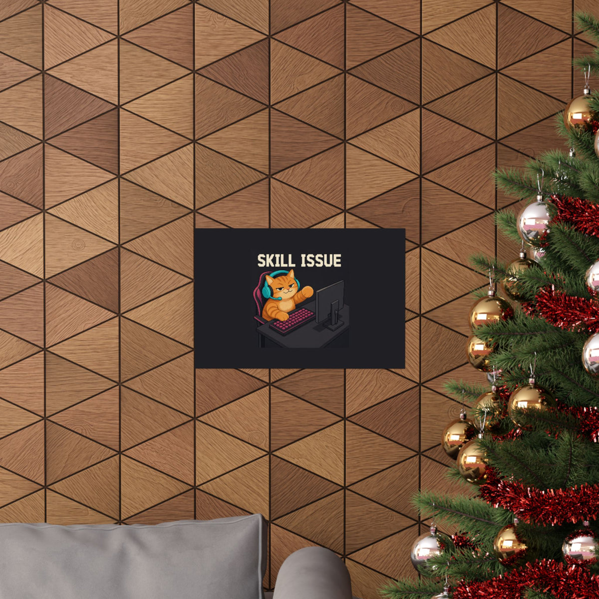 Skill Issue Gaming Cat Matte Poster — Wear8bit — supplier digital product render, angle 4