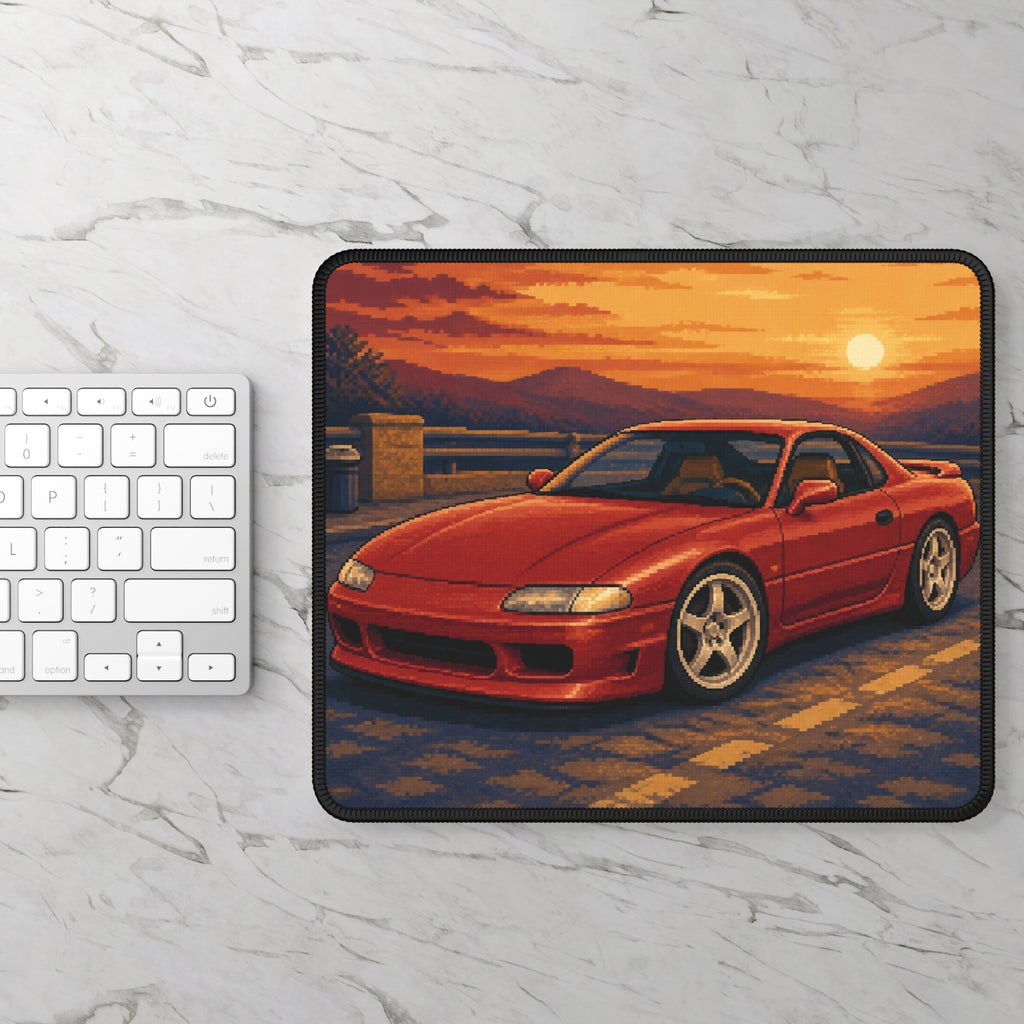 Sunset Grand Tourer Pixel Art Mousepad — 90s Night Drive — original Wear8bit pixel-art product design, product image 3, digital mockup
