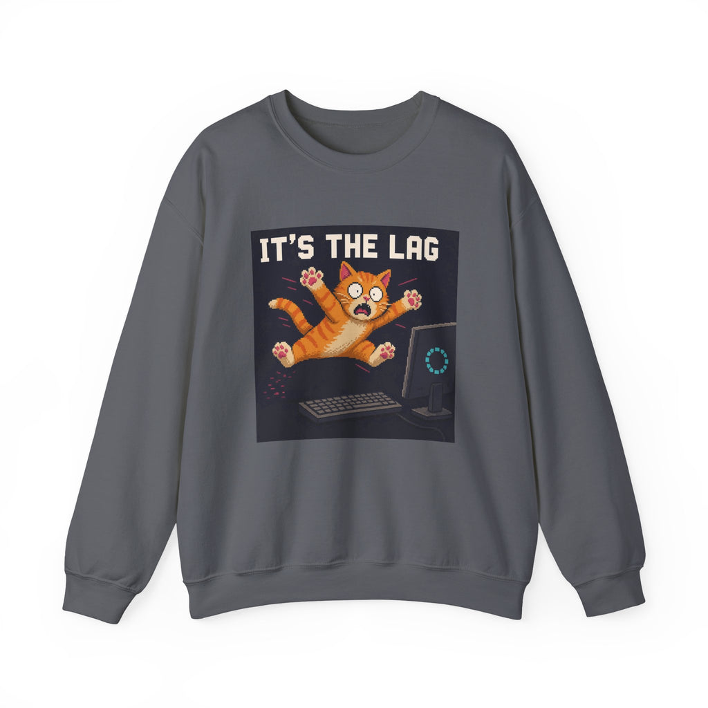 It'S The Lag Gaming Cat Crewneck Sweatshirt — Wear8bit — supplier digital product render, angle 2