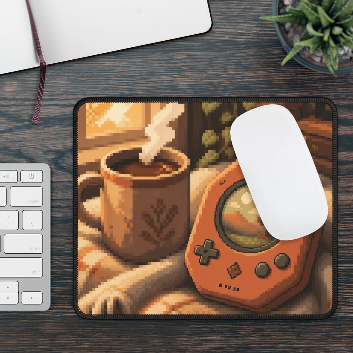 Save Point Mousepad — Cozy Pixel Art Desk Mat, Retro Gaming Decor — original Wear8bit pixel-art product design, product image 4, digital mockup