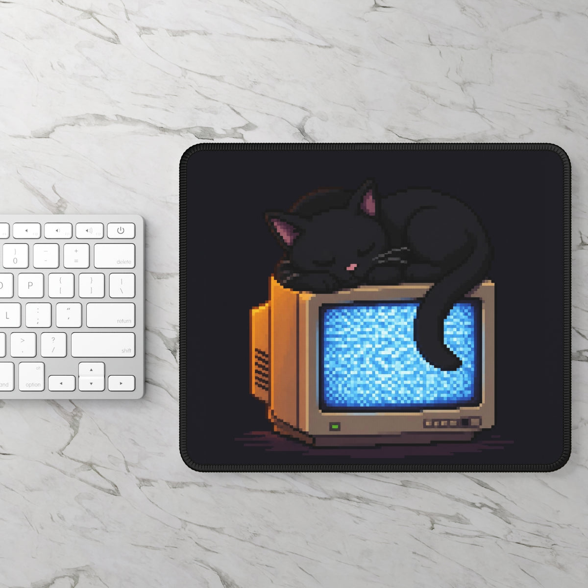 CRT Cat Mousepad — original Wear8bit pixel-art product design, product image 3, digital mockup