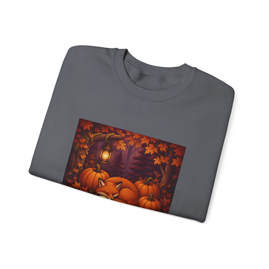 Harvest Fox Pixel Art Crewneck Sweatshirt — Fall & Cozy — original Wear8bit pixel-art product design, product image 8, digital mockup