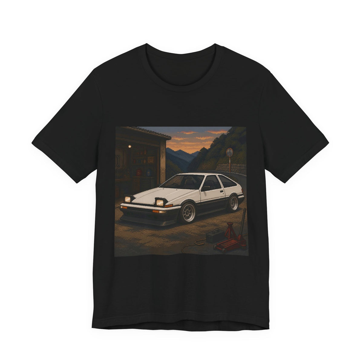 Dusk Beltline Pixel Art Tee — 90s Night Drive — original Wear8bit pixel-art product design, product image 2, digital mockup