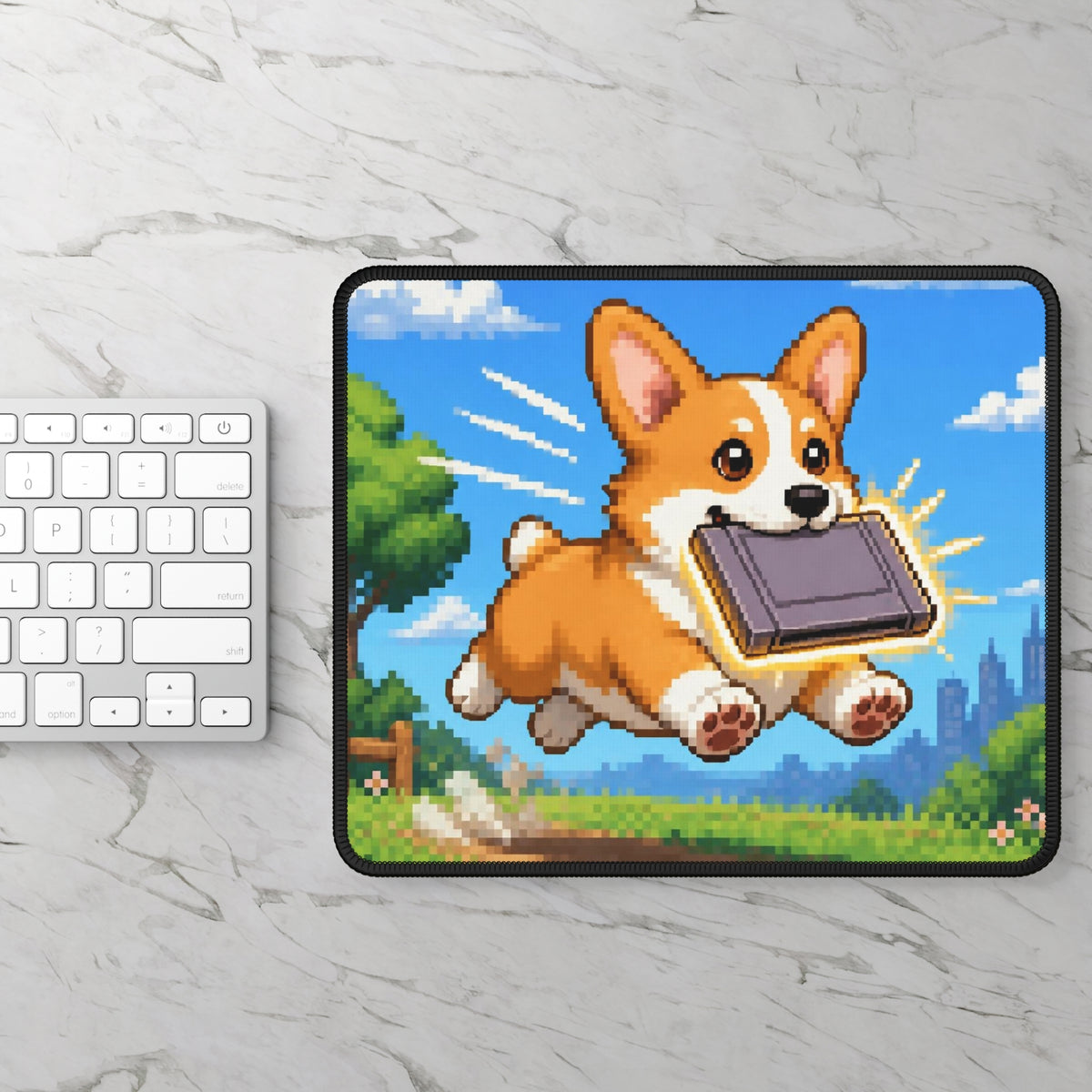 Corgi Cartridge Mousepad — original Wear8bit pixel-art product design, product image 3, digital mockup
