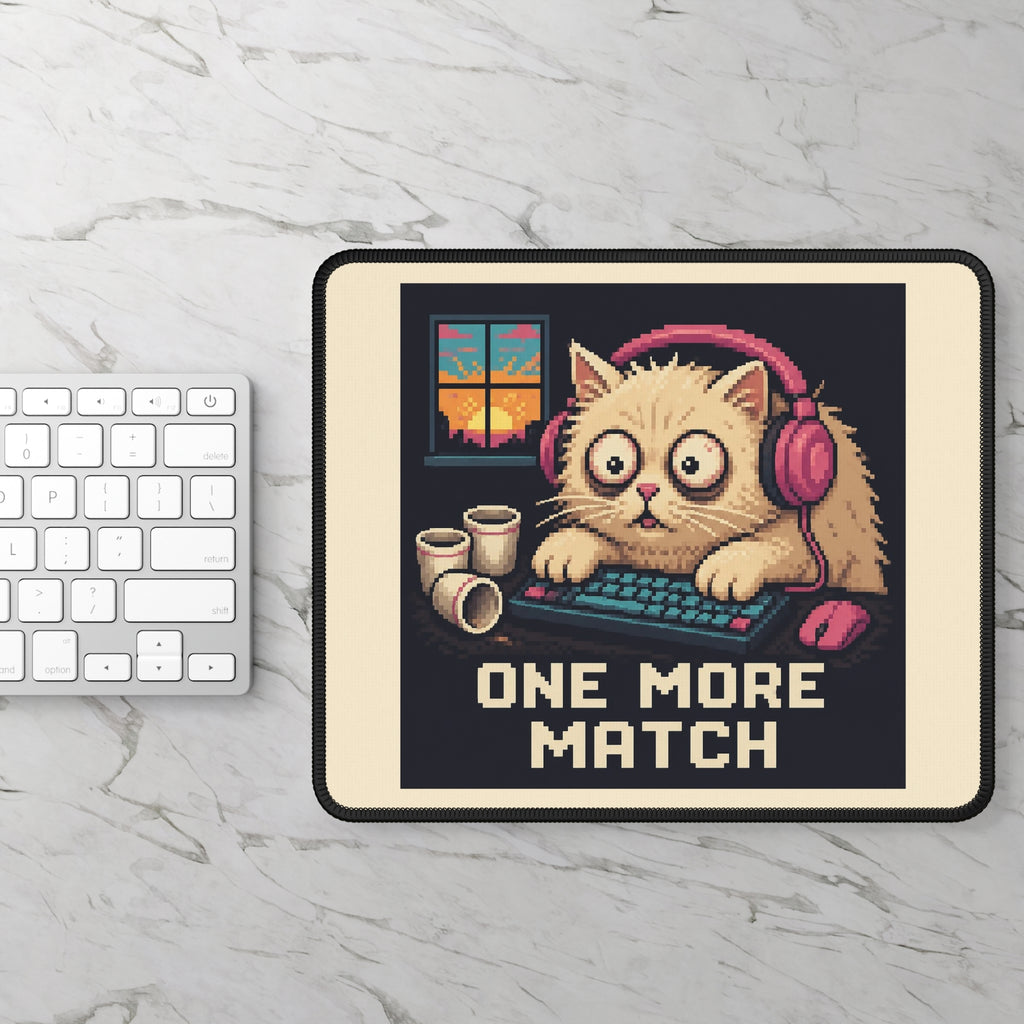 One More Match Gaming Cat Gaming Mousepad — Wear8bit — supplier digital product render, angle 2