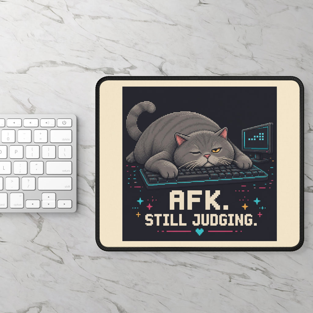 Afk. Still Judging. Gaming Cat Gaming Mousepad — Wear8bit — supplier digital product render, angle 2