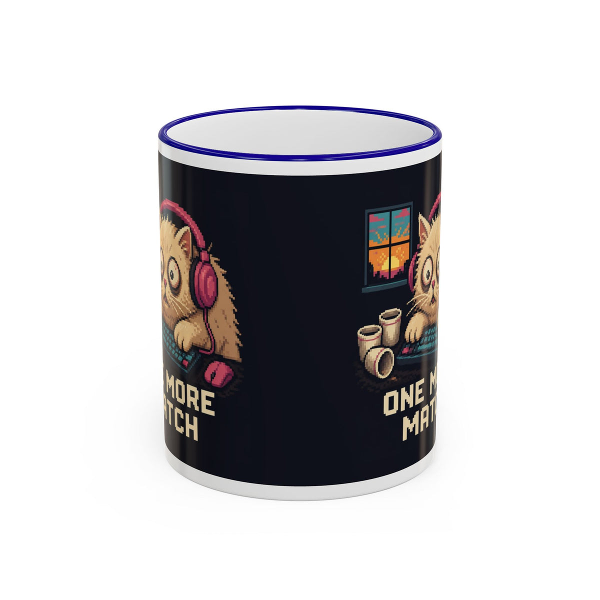 One More Match Gaming Cat Accent Mug — Wear8bit — supplier digital product render, angle 1