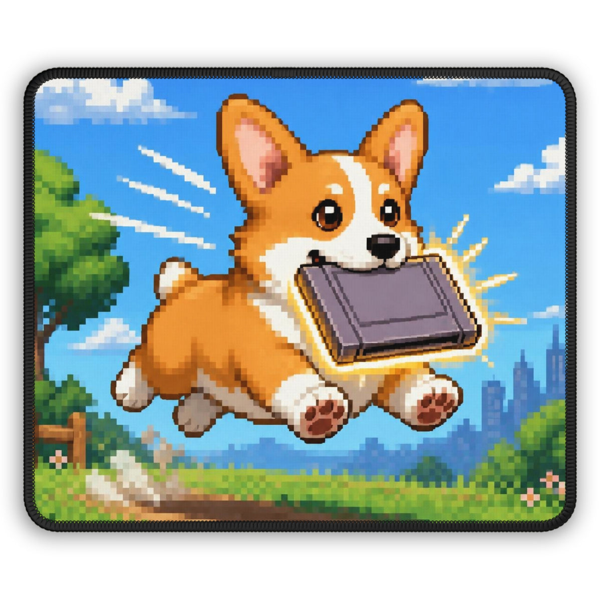 Corgi Cartridge Mousepad — original Wear8bit pixel-art product design, product image 2, digital mockup