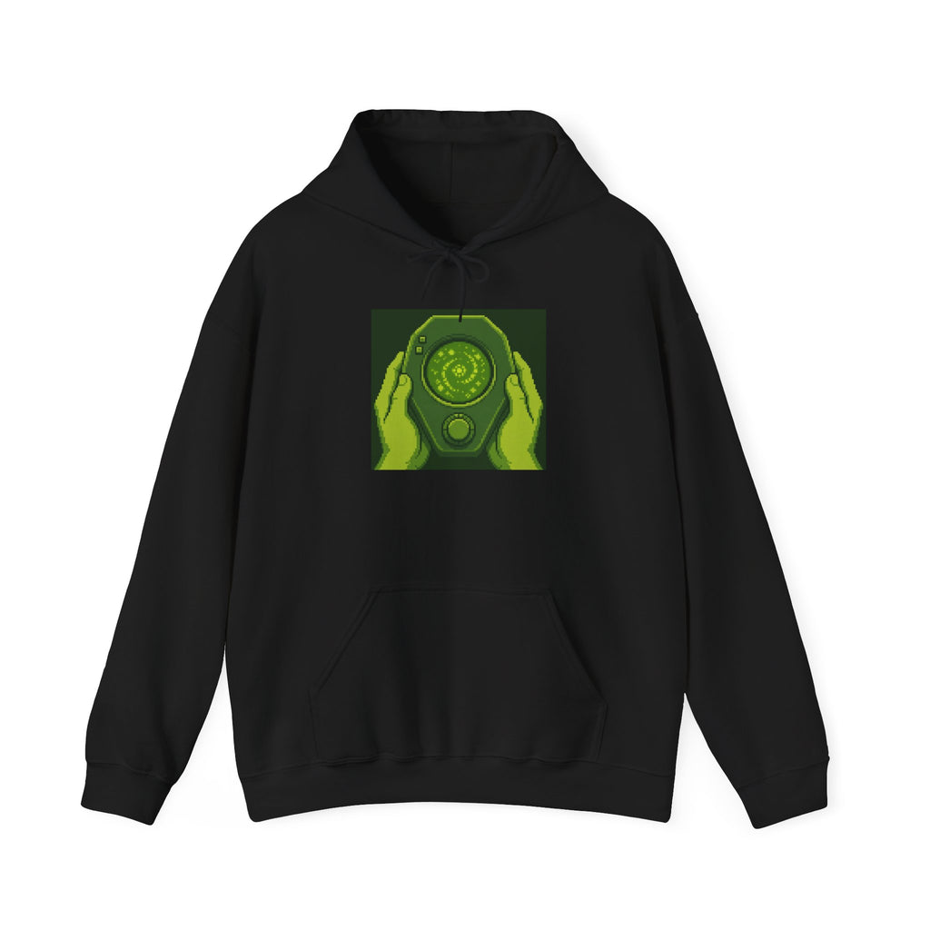 Orb Handheld Hoodie — Retro Console Pixel Art Pullover, Gamer Gift Hoodie — original Wear8bit pixel-art product design, product image 2, digital mockup