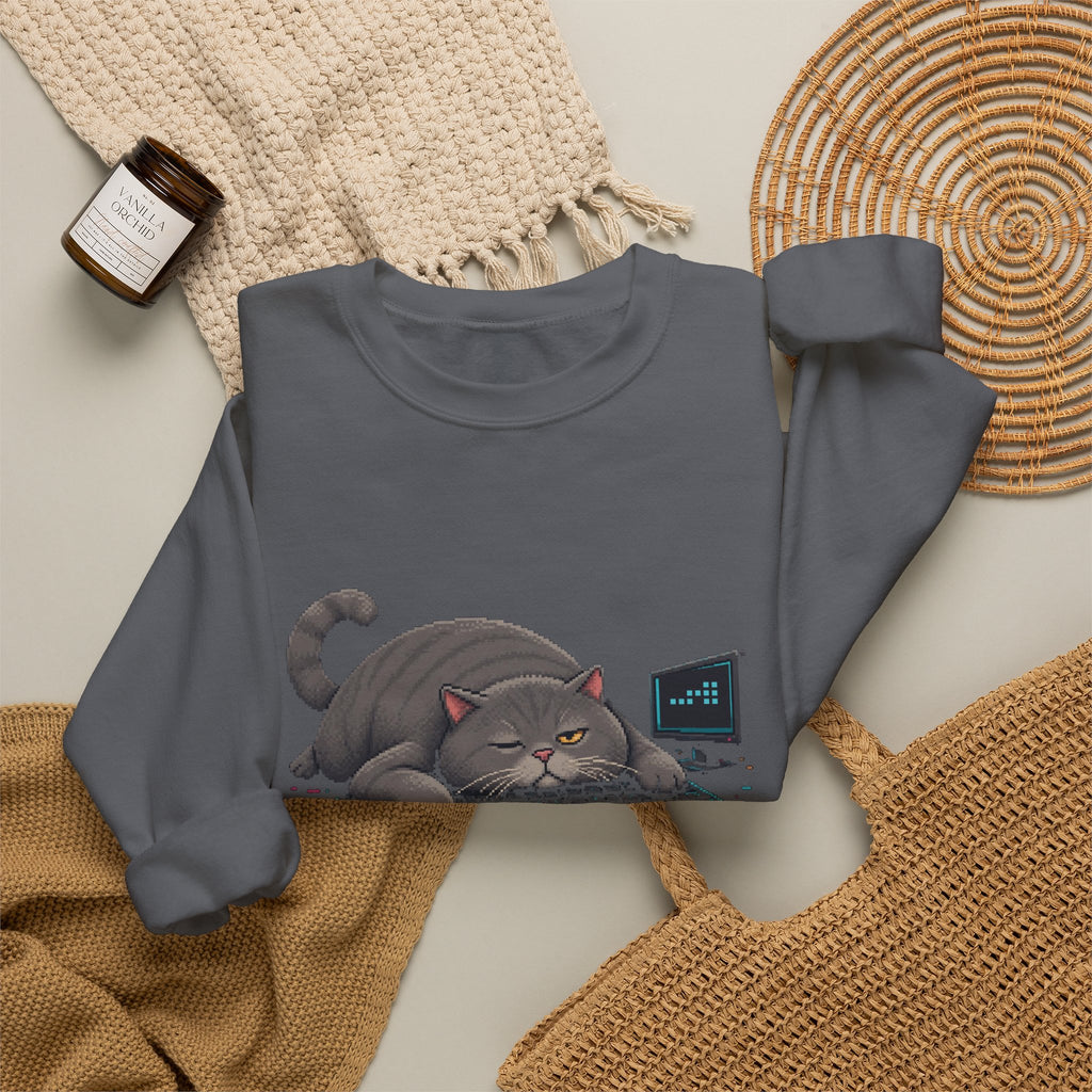 Afk. Still Judging. Gaming Cat Crewneck Sweatshirt — Wear8bit — supplier digital product render, angle 8