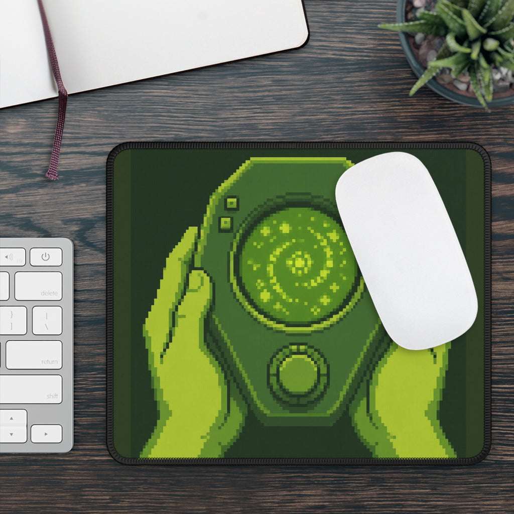 Orb Handheld Mousepad — Retro Console Pixel Art Desk Mat, Gamer Gift — original Wear8bit pixel-art product design, product image 4, digital mockup