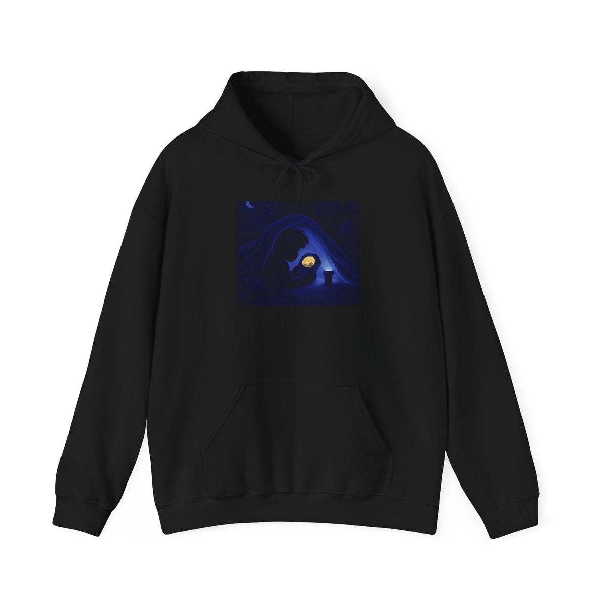 Shelf Flat-Lay Hoodie — Retro Handheld Collection Pixel Art Pullover — original Wear8bit pixel-art product design, product image 2, digital mockup