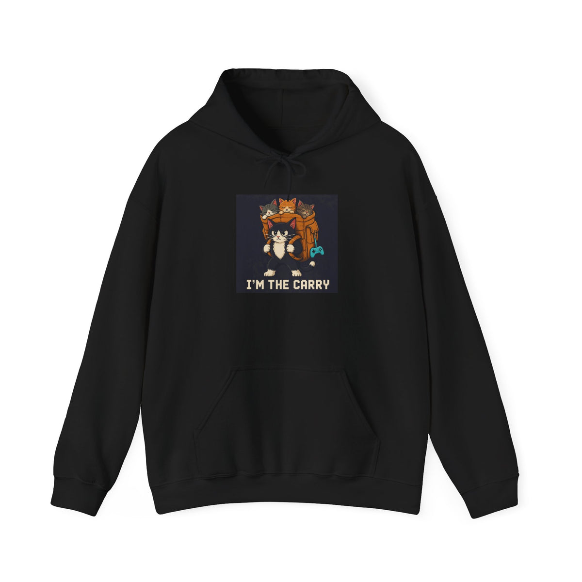 I'M The Carry Gaming Cat Fleece Hoodie — Wear8bit — supplier digital product render, angle 1