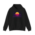 Grid Horizon Hoodie — Synthwave Pixel Art Pullover, Retro Gaming Merch — original Wear8bit pixel-art product design, product image 2, digital mockup
