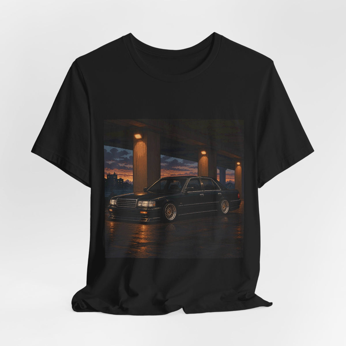 Amber Executive Pixel Art Tee — 90s Night Drive — original Wear8bit pixel-art product design, product image 5, digital mockup