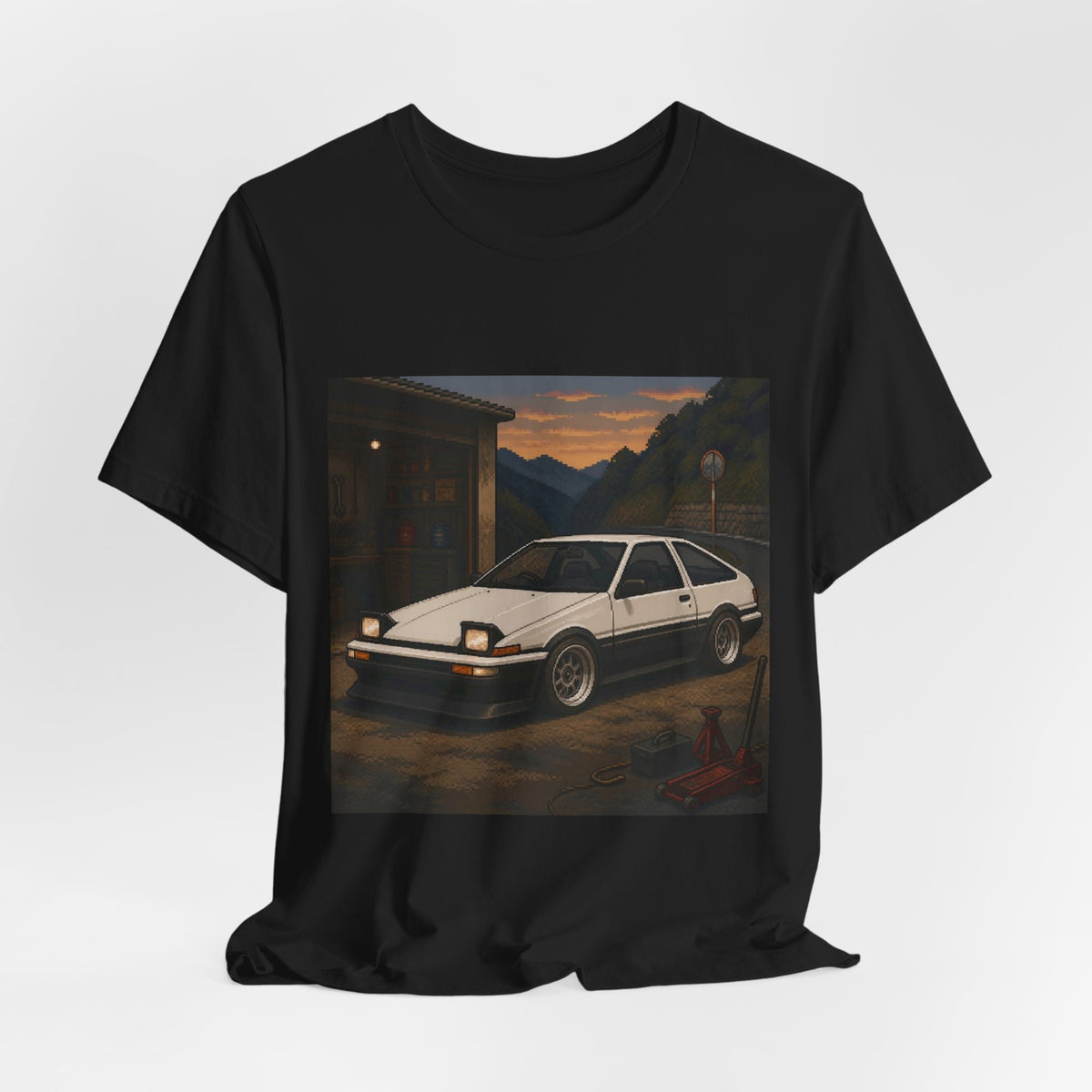 Dusk Beltline Pixel Art Tee — 90s Night Drive — original Wear8bit pixel-art product design, product image 5, digital mockup
