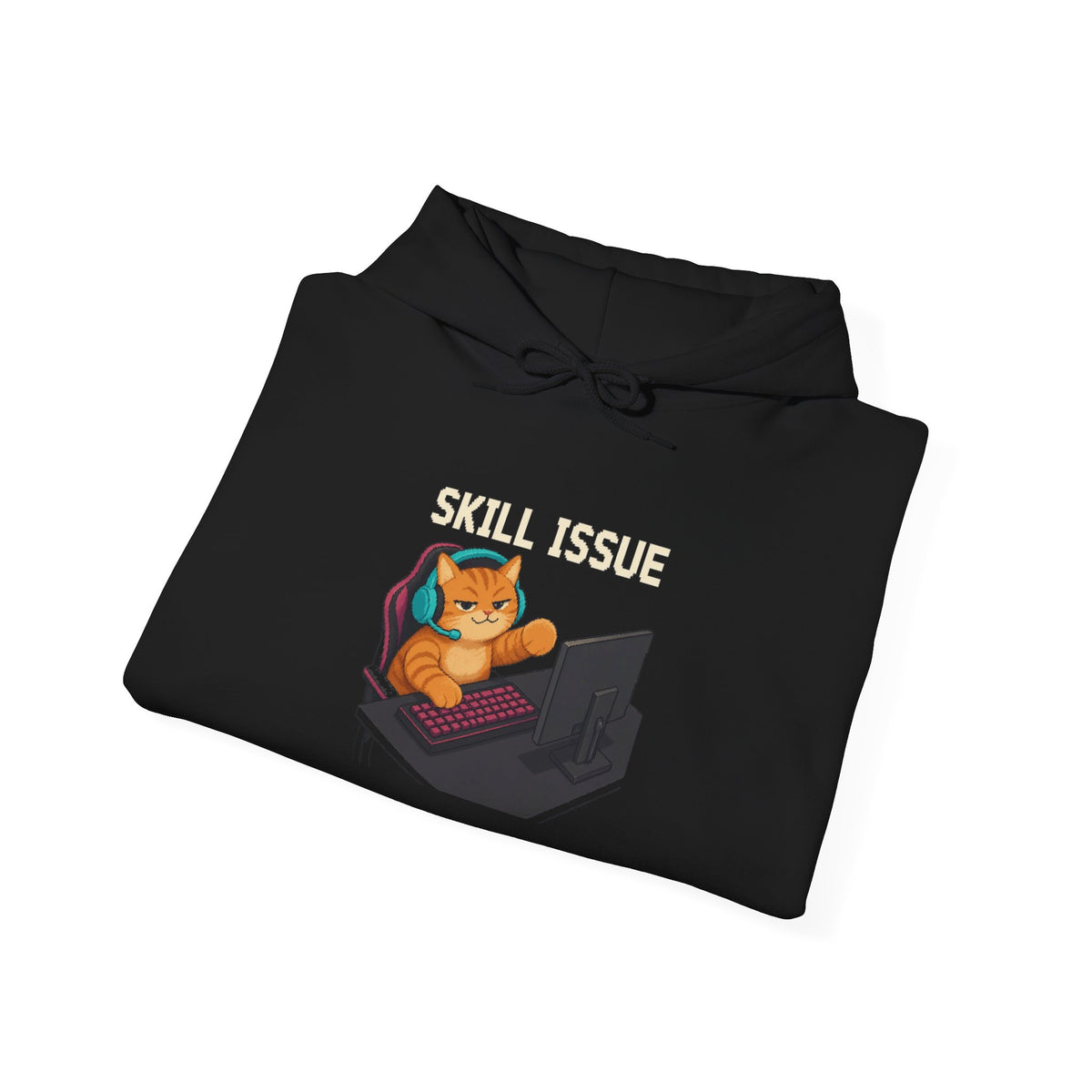 Skill Issue Gaming Cat Fleece Hoodie — Wear8bit — supplier digital product render, angle 5