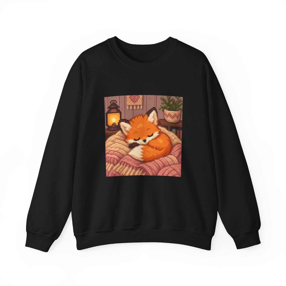 Baby Fox Pixel Art Crewneck Sweatshirt — Winter & Cozy — original Wear8bit pixel-art product design, product image 2, digital mockup