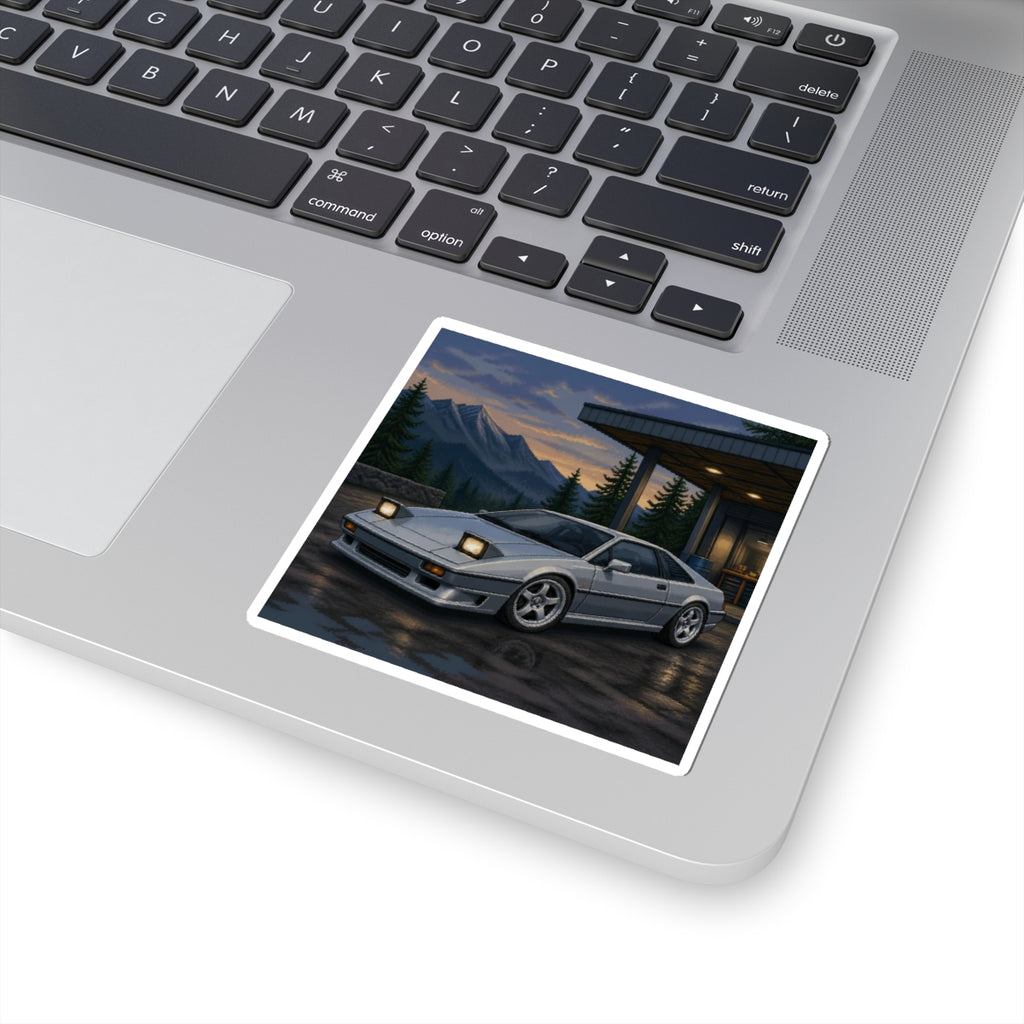 Silver Switchback Pixel Art Sticker — 90s Night Drive — original Wear8bit pixel-art product design, product image 3, digital mockup