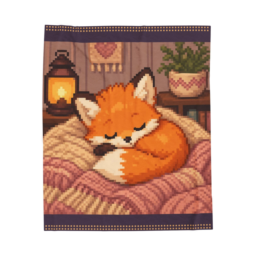 Baby Fox Pixel Art Plush Blanket — Winter & Cozy — original Wear8bit pixel-art product design, product image 2, digital mockup