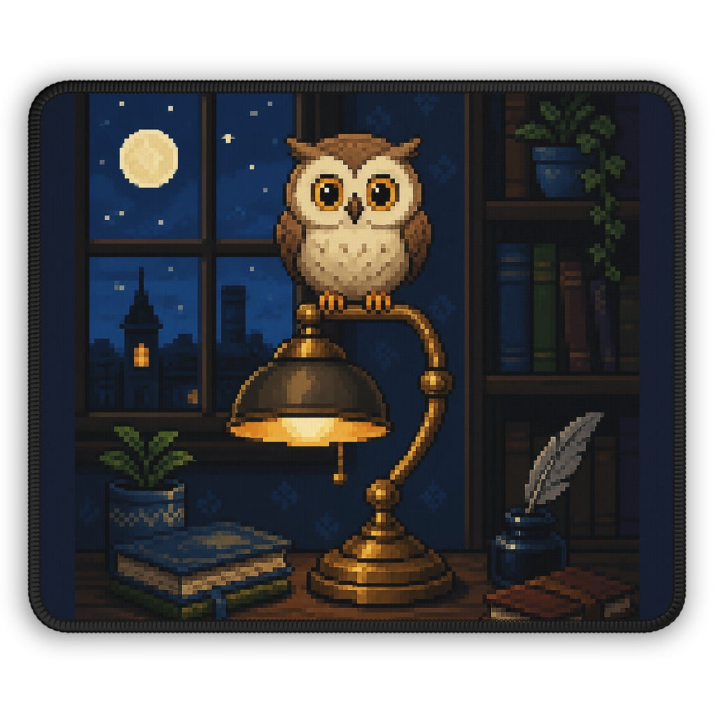 Owl Lamp Mousepad — original Wear8bit pixel-art product design, product image 2, digital mockup