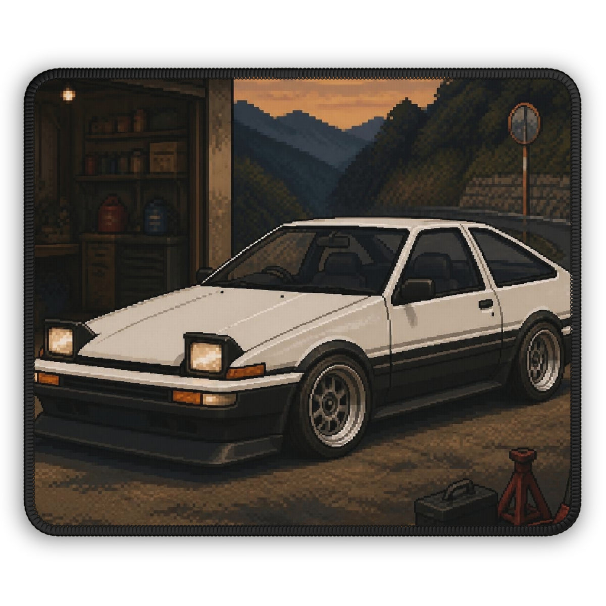 Dusk Beltline Pixel Art Mousepad — 90s Night Drive — original Wear8bit pixel-art product design, product image 2, digital mockup
