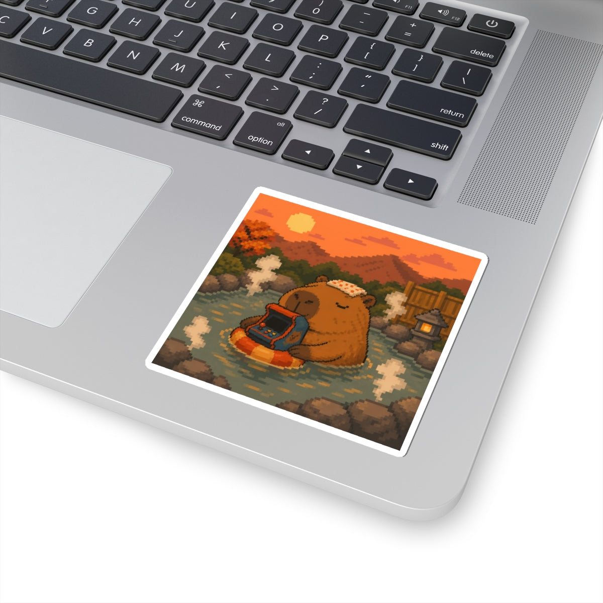 Capybara Arcade Sticker — original Wear8bit pixel-art product design, product image 3, digital mockup