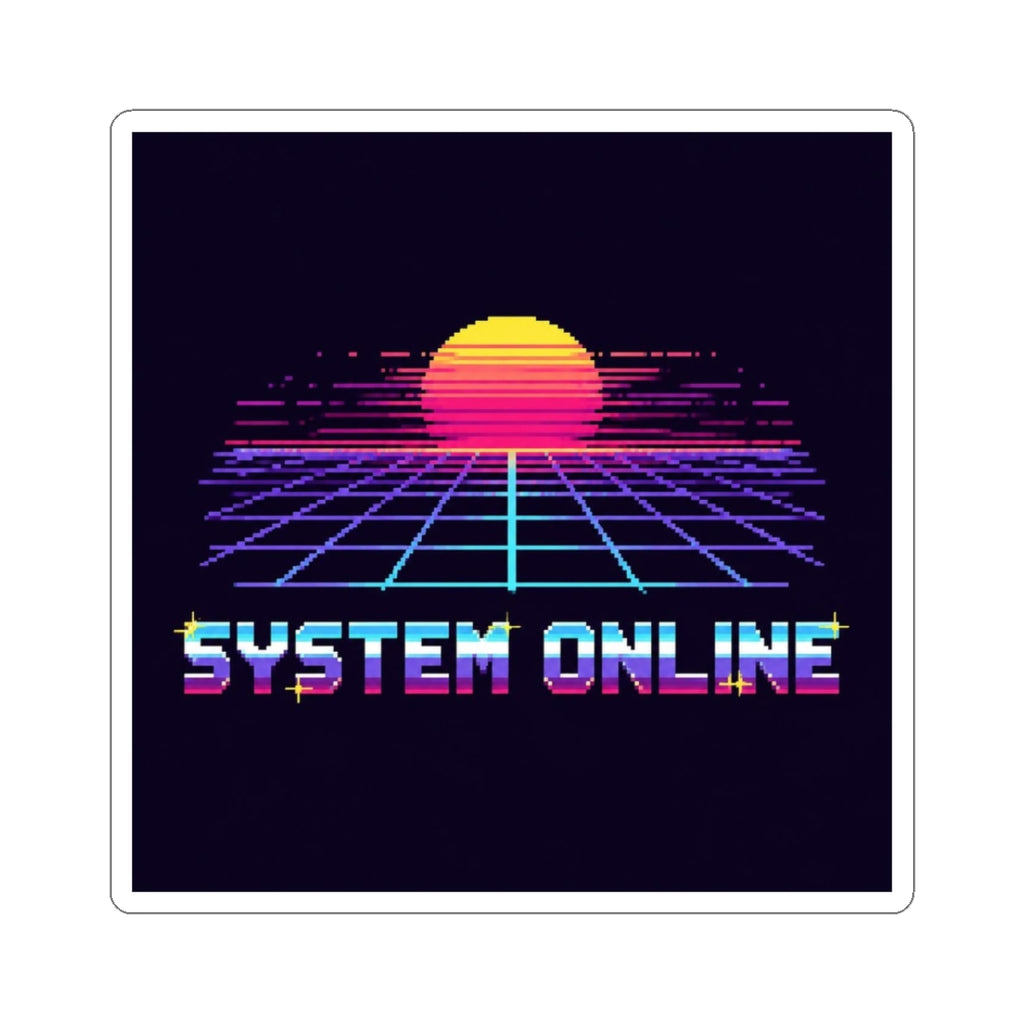 System Online Sticker — Synthwave Pixel Art Wordmark Decal, Retro Gaming Sticker — original Wear8bit pixel-art product design, product image 2, digital mockup
