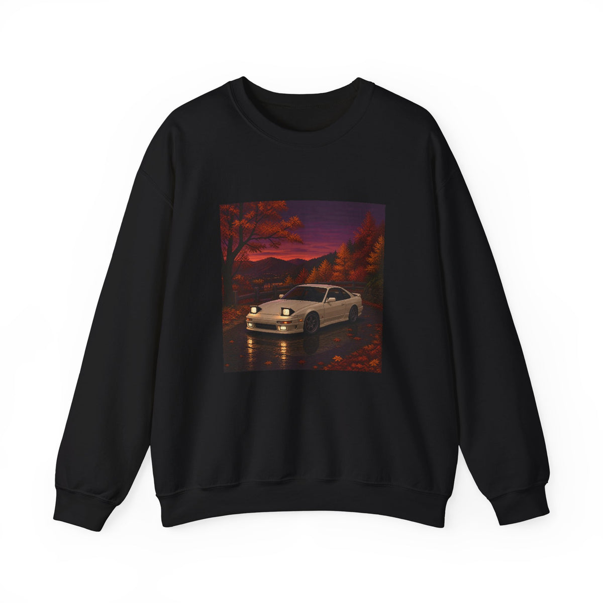 Amber Overdrive Pixel Art Crewneck Sweatshirt — Fall & Cozy — original Wear8bit pixel-art product design, product image 2, digital mockup