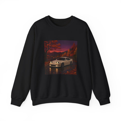 Amber Overdrive Pixel Art Crewneck Sweatshirt — Fall & Cozy — original Wear8bit pixel-art product design, product image 2, digital mockup