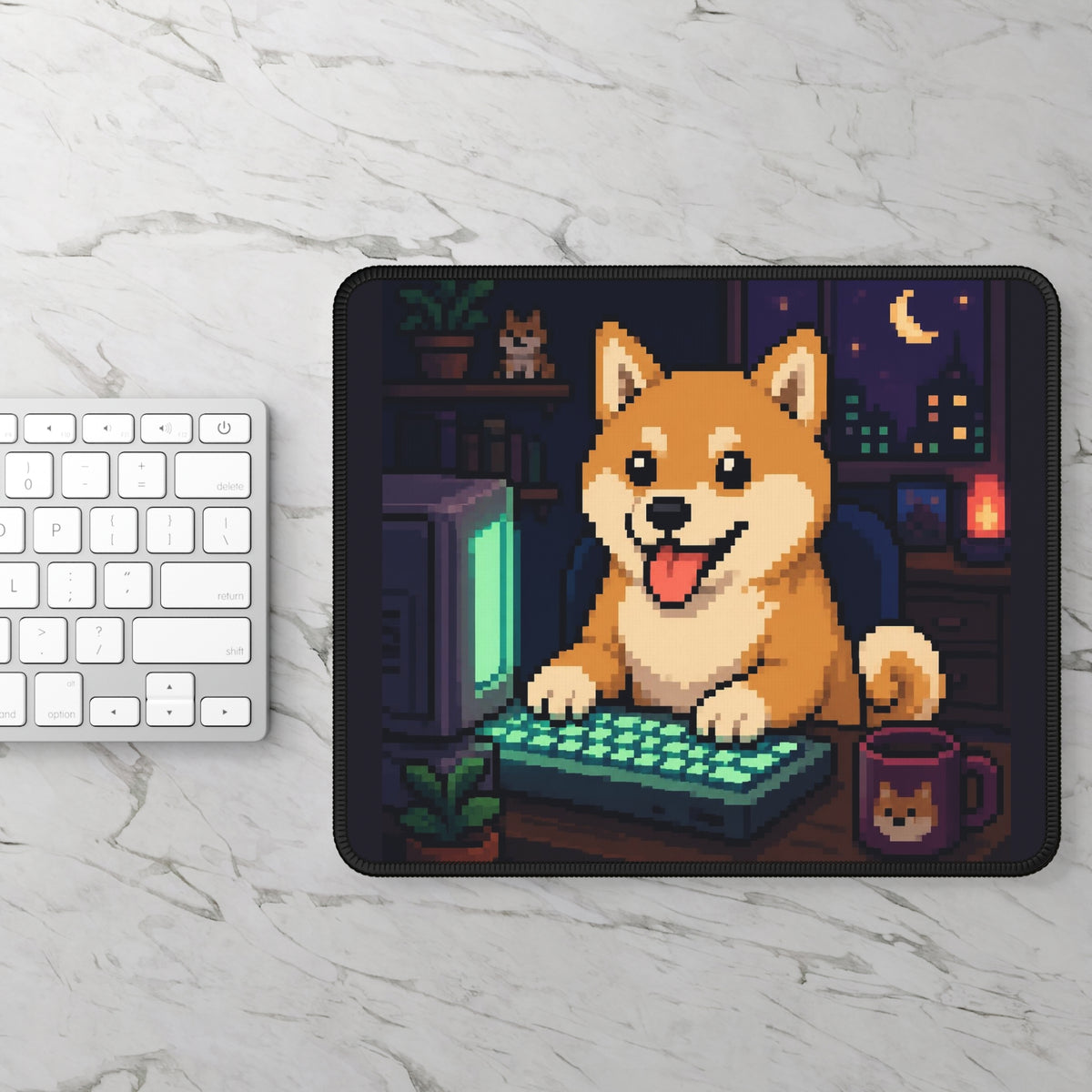 Shiba Desk Mousepad — original Wear8bit pixel-art product design, product image 3, digital mockup