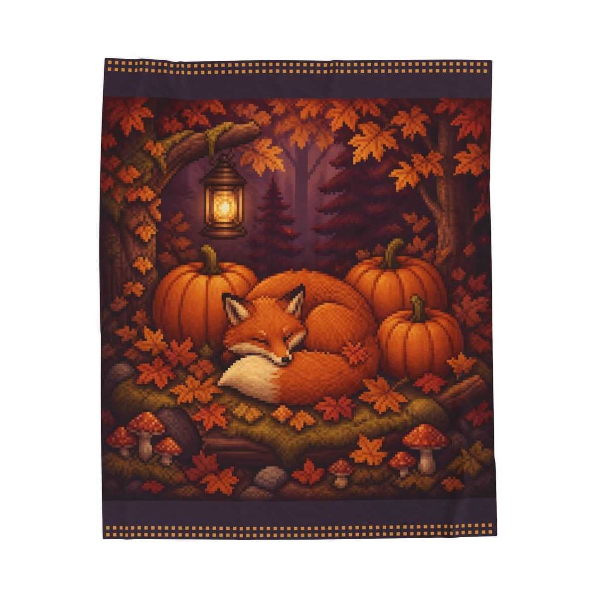 Harvest Fox Pixel Art Plush Blanket — Fall & Cozy — original Wear8bit pixel-art product design, product image 2, digital mockup