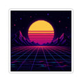 Grid Horizon Sticker — Synthwave Pixel Art Decal, Retro Gaming Vinyl Sticker — original Wear8bit pixel-art product design, product image 2, digital mockup