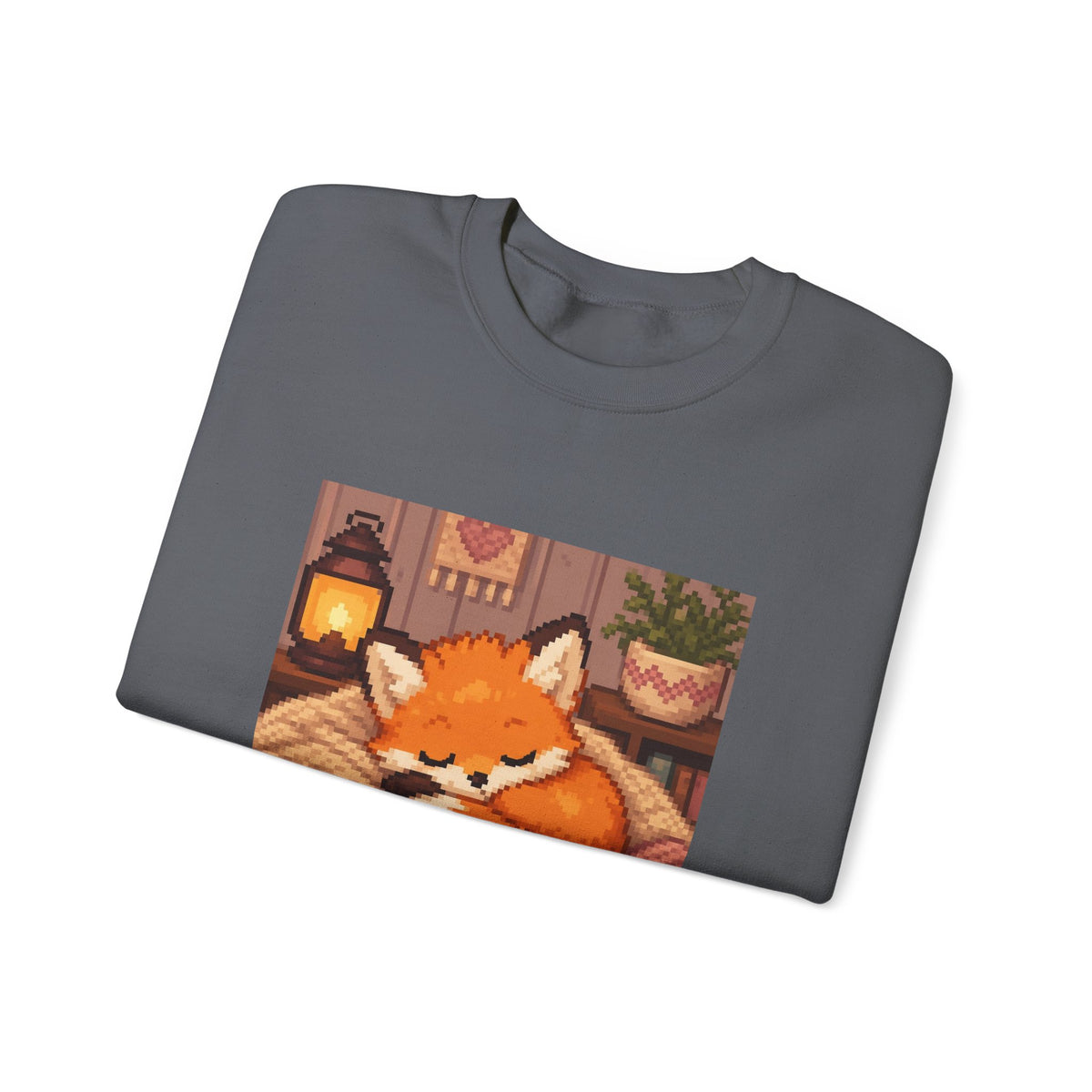 Baby Fox Pixel Art Crewneck Sweatshirt — Winter & Cozy — original Wear8bit pixel-art product design, product image 8, digital mockup