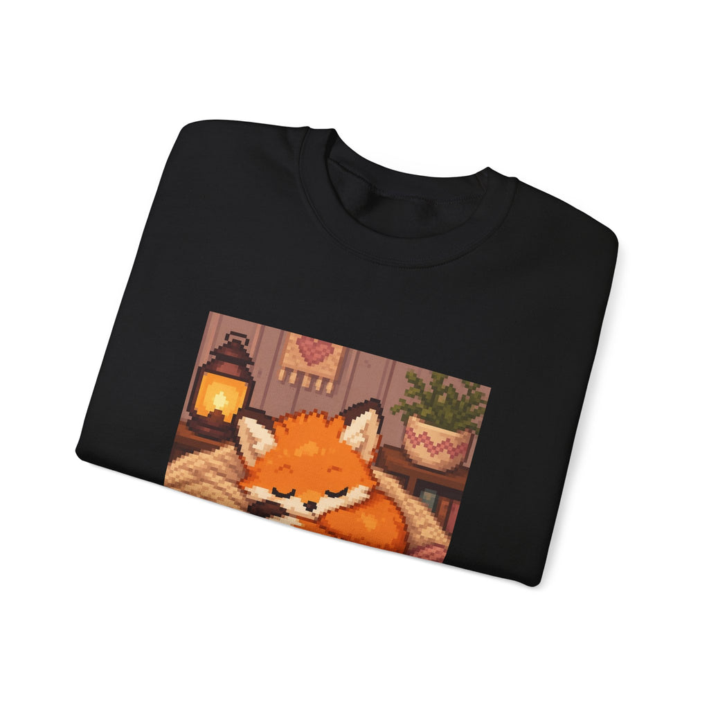 Baby Fox Pixel Art Crewneck Sweatshirt — Winter & Cozy — original Wear8bit pixel-art product design, product image 5, digital mockup