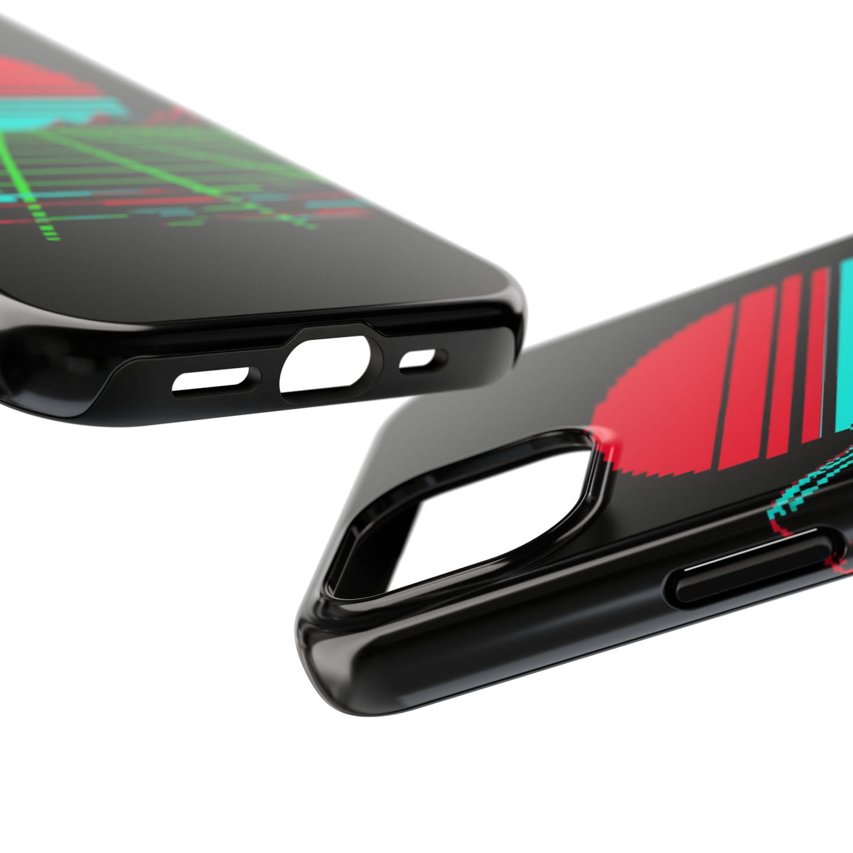 Arcade Cabinet Phone Case — Neon Pixel Art Sunset Case, Retro Gaming Phone Case — original Wear8bit pixel-art product design, product image 5, digital mockup