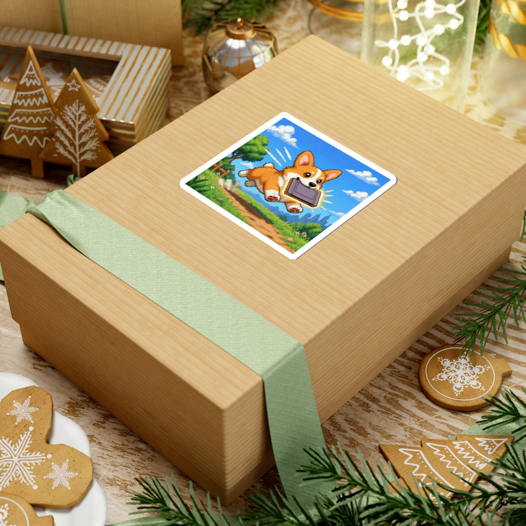 Corgi Cartridge Sticker — original Wear8bit pixel-art product design, product image 4, digital mockup
