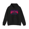 Chrome Skyline Hoodie — Retro-Futurist Pixel Art Pullover, Synthwave Merch — original Wear8bit pixel-art product design, product image 2, digital mockup