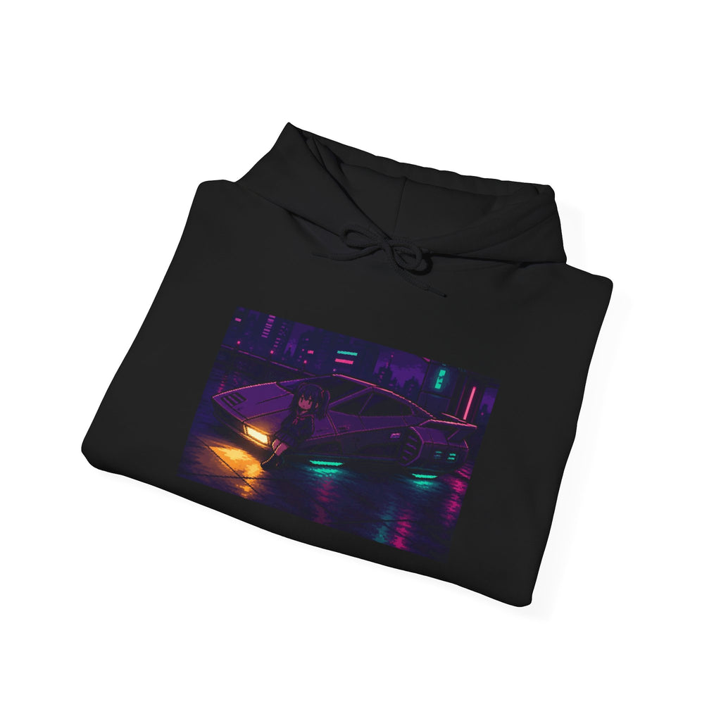 Midnight Tuner Hoodie — Original JDM Pixel Art Pullover, Night Drift Merch — original Wear8bit pixel-art product design, product image 5, digital mockup