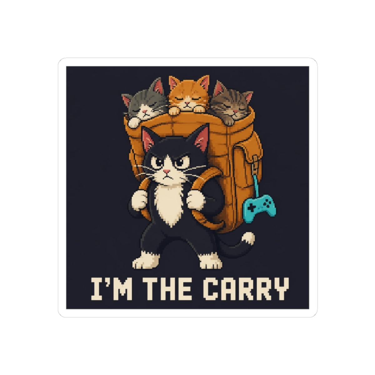 I'M The Carry Gaming Cat Sticker — Wear8bit — supplier digital product render, angle 1