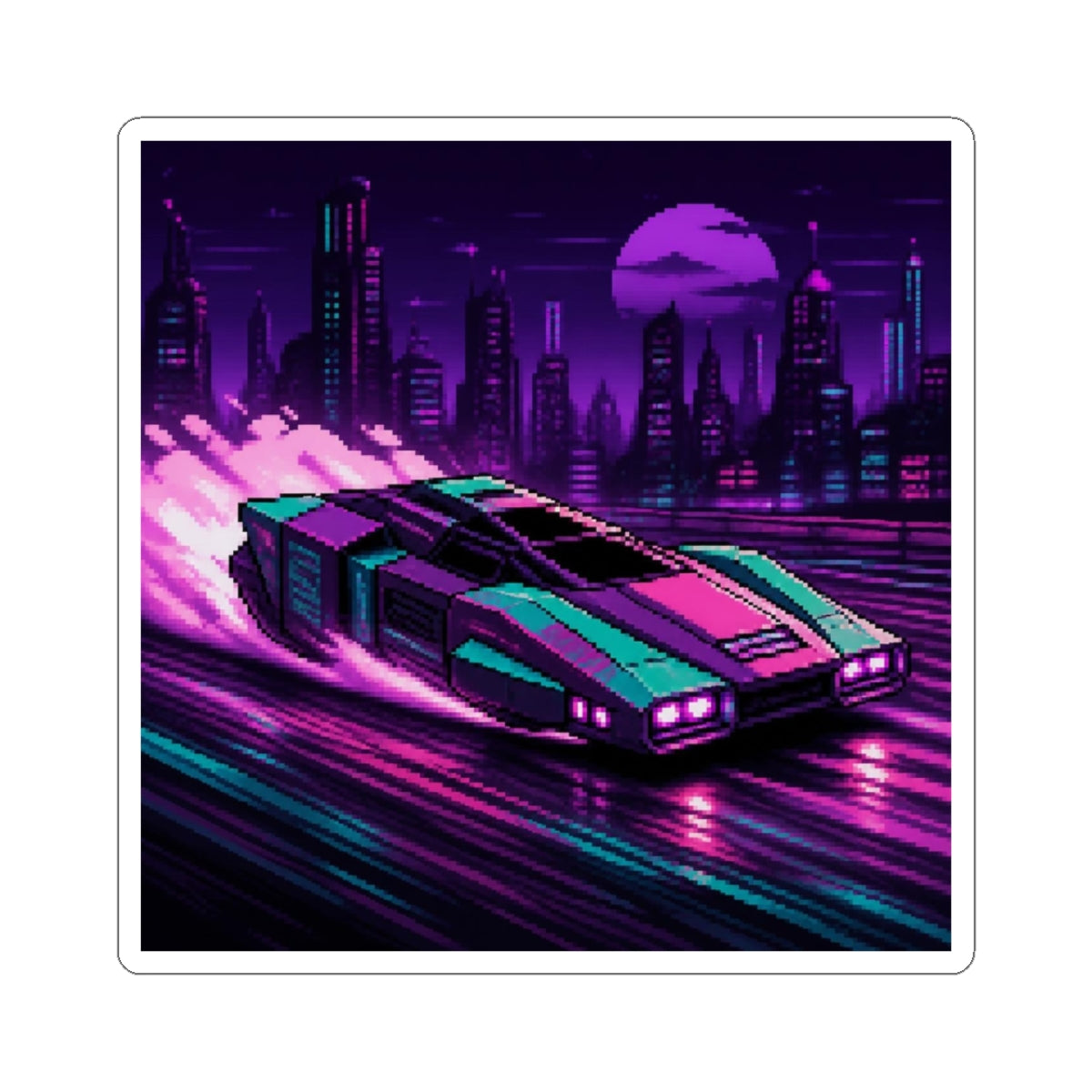 Drift Line Sticker — Original JDM Pixel Art Decal, Tuner Car Vinyl Sticker — original Wear8bit pixel-art product design, product image 2, digital mockup