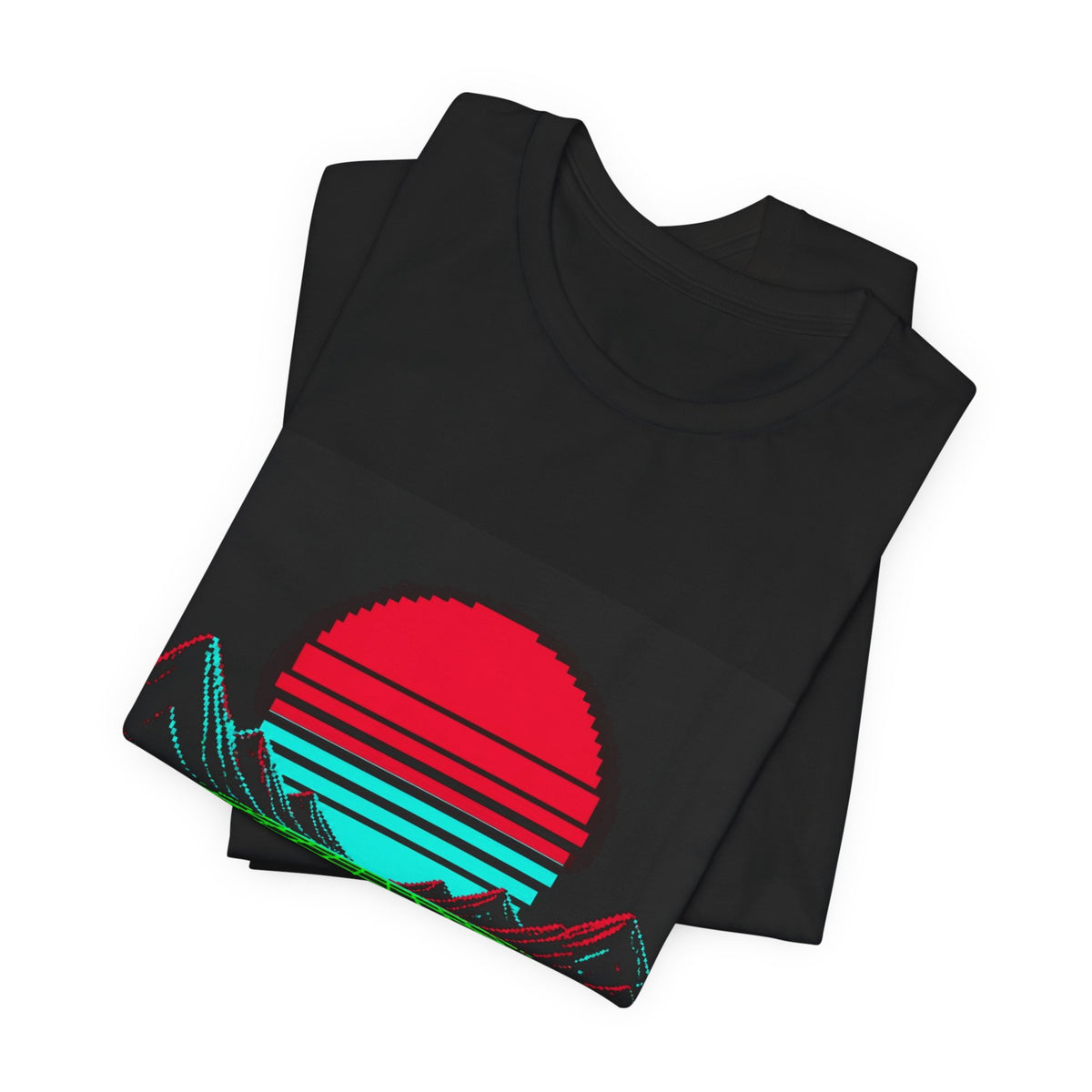 Arcade Cabinet Graphic Tee — Neon Pixel Art Sunset Shirt, Retro Gaming Tee — original Wear8bit pixel-art product design, product image 4, digital mockup