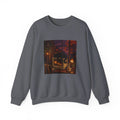 Rainy CRT Cat Pixel Art Crewneck Sweatshirt — Fall & Cozy — original Wear8bit pixel-art product design, product image 3, digital mockup