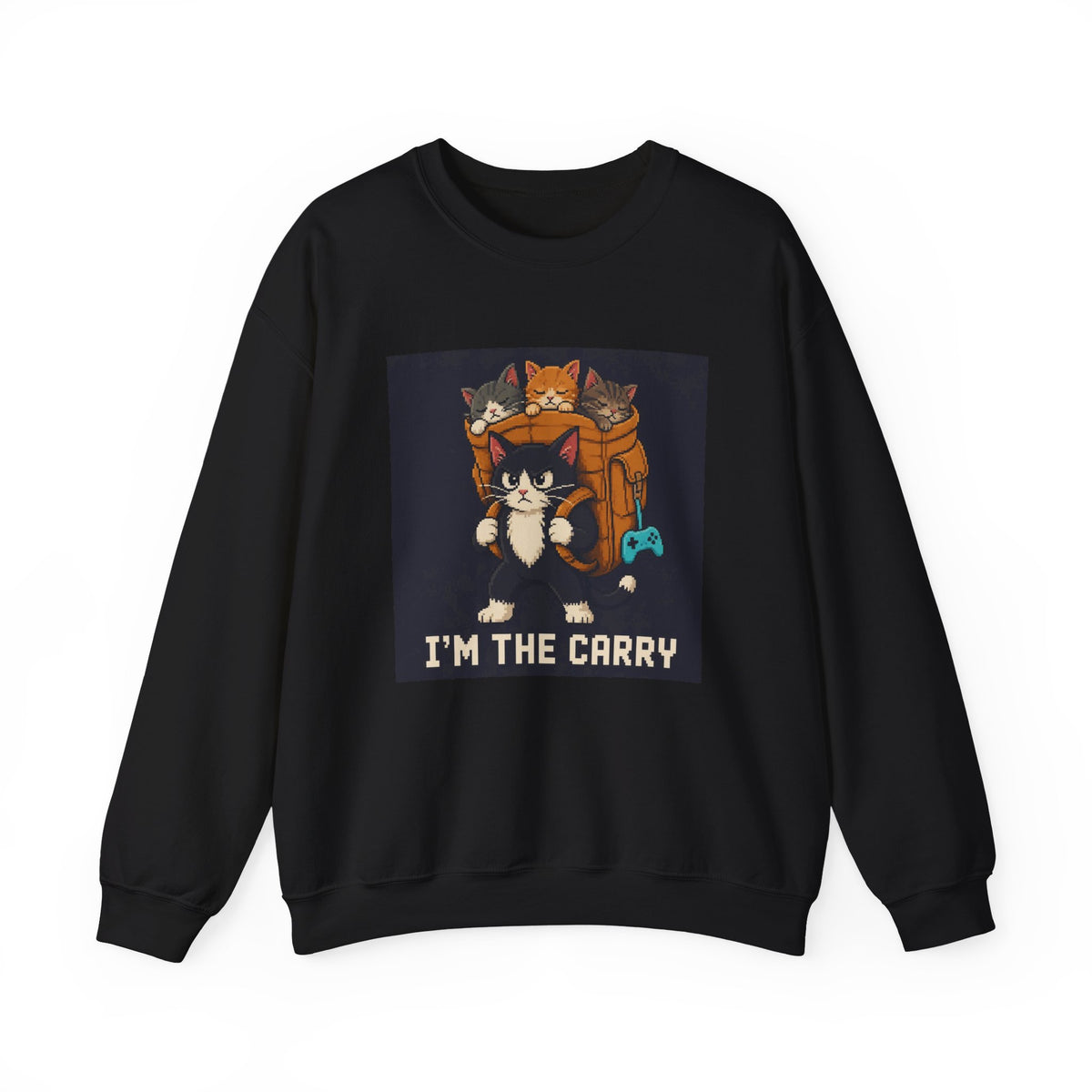 I'M The Carry Gaming Cat Crewneck Sweatshirt — Wear8bit — supplier digital product render, angle 1