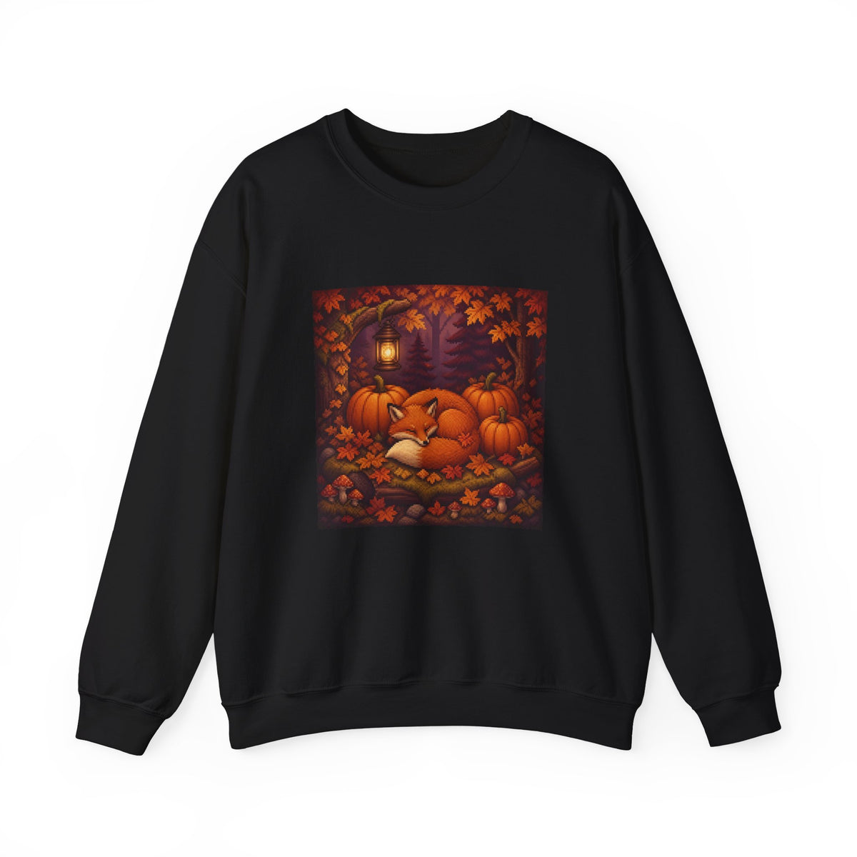Harvest Fox Pixel Art Crewneck Sweatshirt — Fall & Cozy — original Wear8bit pixel-art product design, product image 2, digital mockup