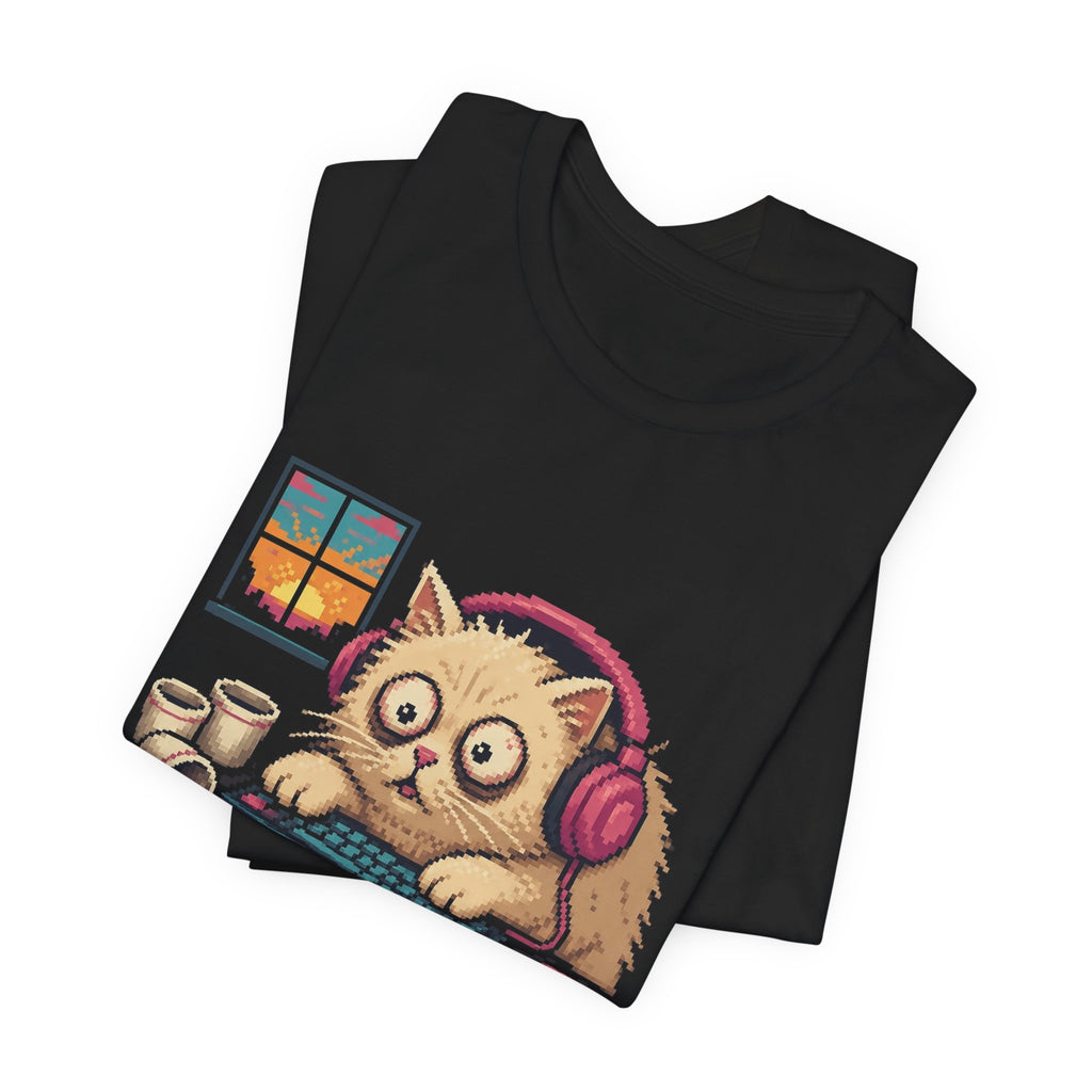 One More Match Gaming Cat T-Shirt — Wear8bit — supplier digital product render, angle 3