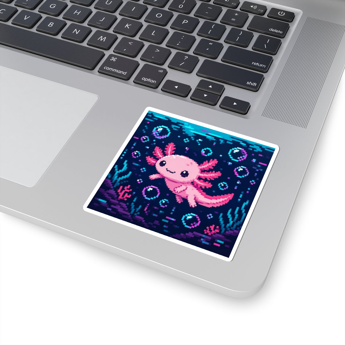 Axolotl Glitch Sticker — original Wear8bit pixel-art product design, product image 3, digital mockup